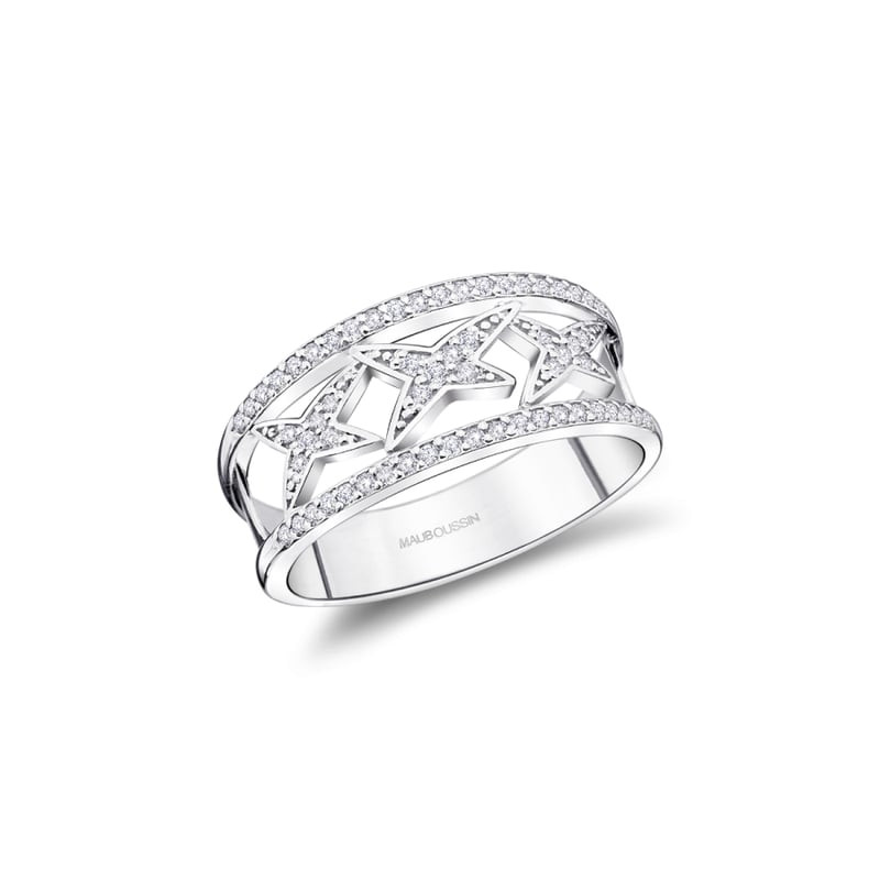 Bague Mauboussin Jolie Môme GM en argent 925 sertie de diamants pavés formant un motif étoile