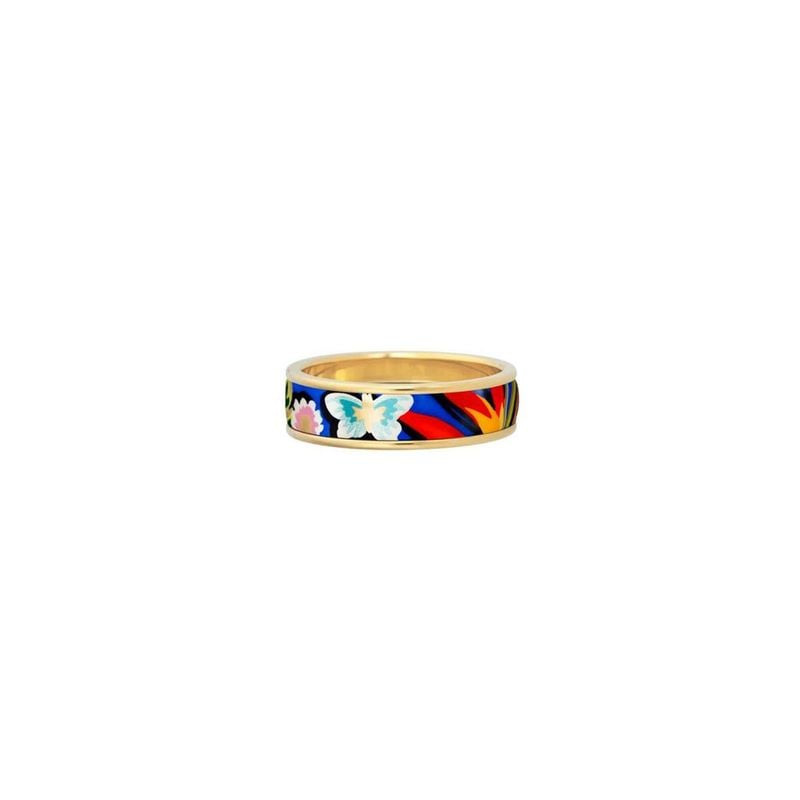 Bague Ultra FREYWILLE or plaqué, émail à feu, motifs papillon et floral, collection Frida Kahlo Viva