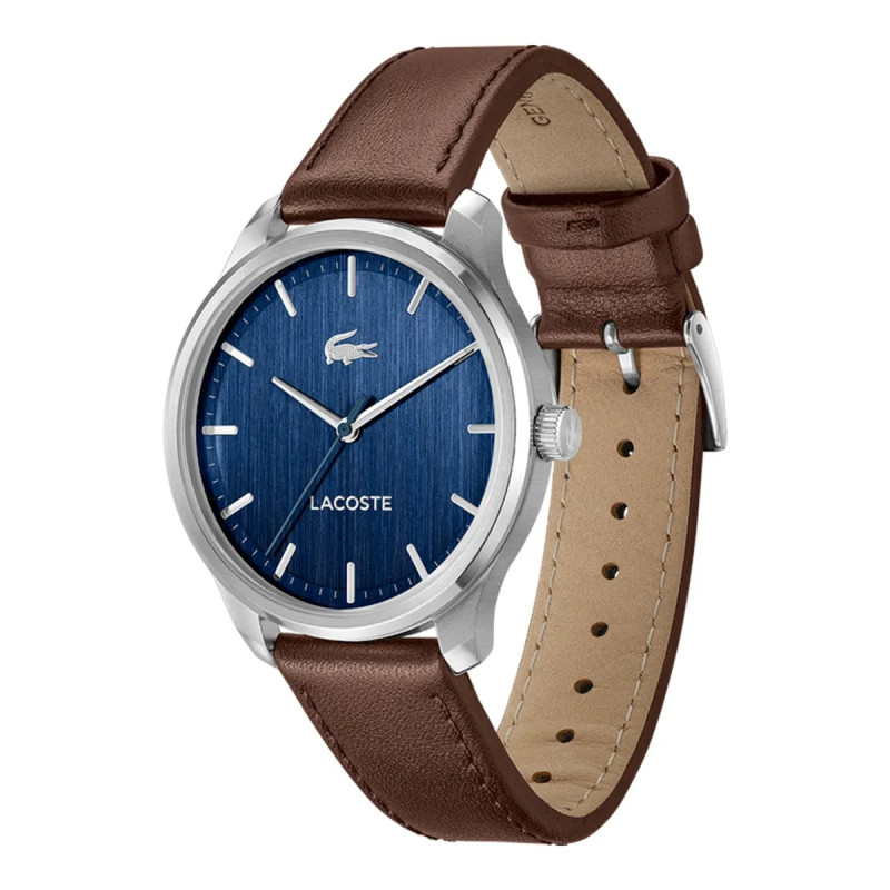 Packshot de la Montre Analogique à Quartz LACOSTE Collection Lisbon bracelet cuir marron