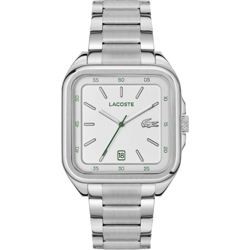Packshot de la montre homme Lacoste 2093605 avec boîtier rectangulaire en acier inoxydable et cadran