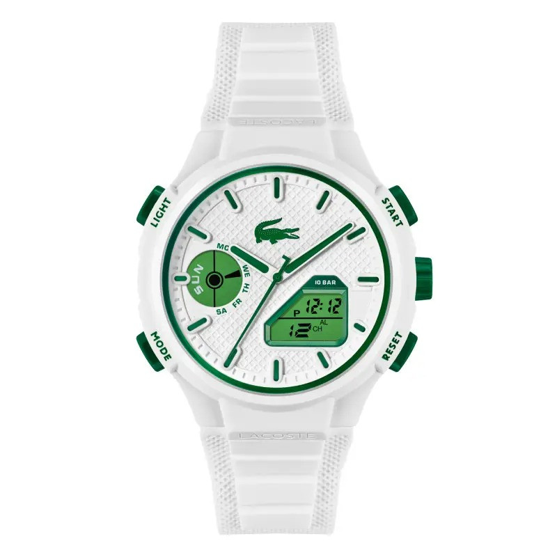 Packshot de la Montre Analogique et Digitale LACOSTE LC33 bracelet silicone blanc