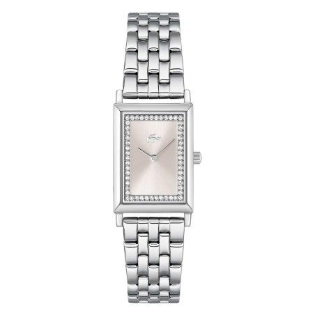 Montre femme Lacoste Catherine 2093596, cadran rose soleillé, cristaux, bracelet à maillons en acier