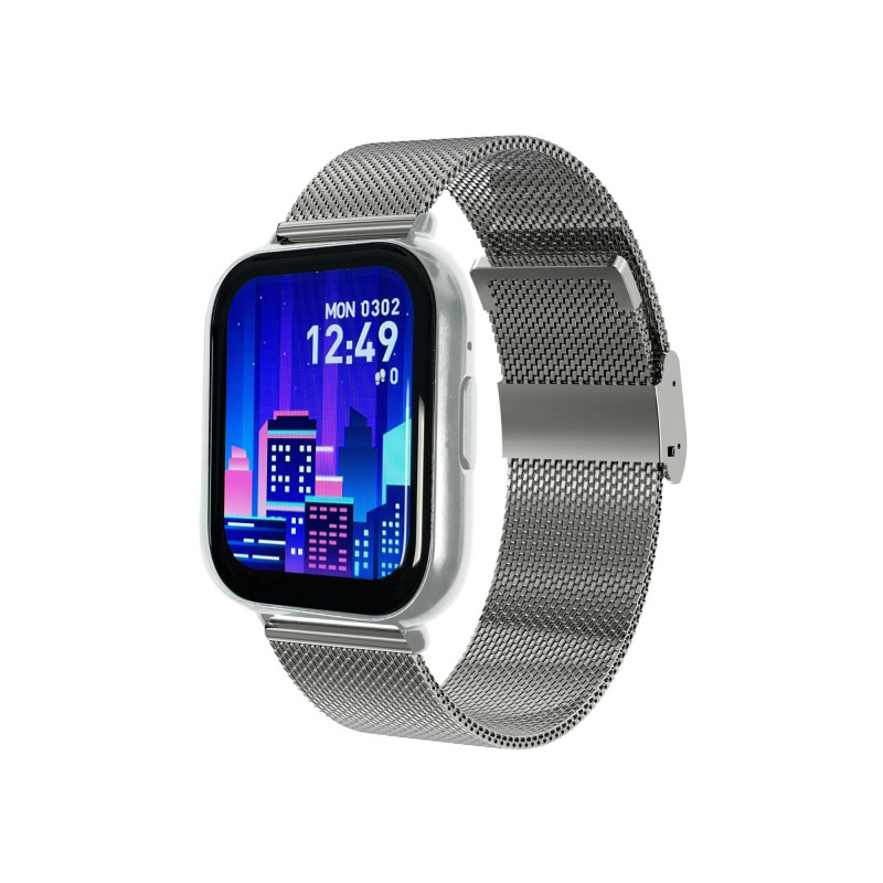 Montre Connectée SMARTY Collection Fitnow Bracelet mailles milanaises argenté en packshot