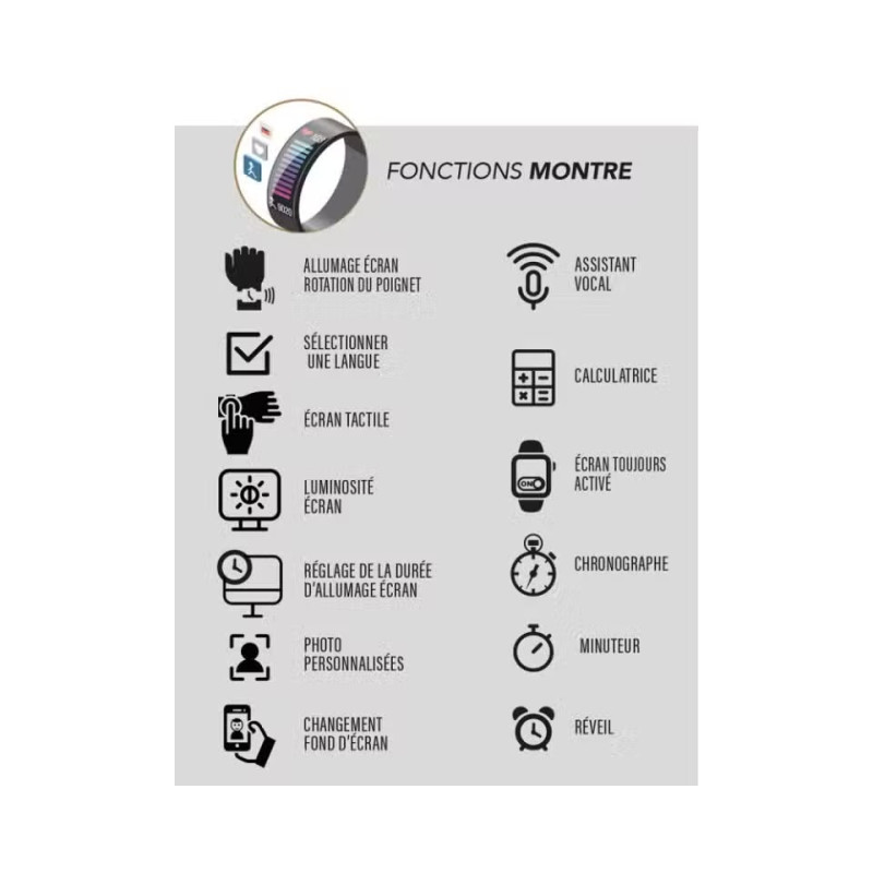 Montre Connectée SMARTY collection Lady bracelet silicone noir
