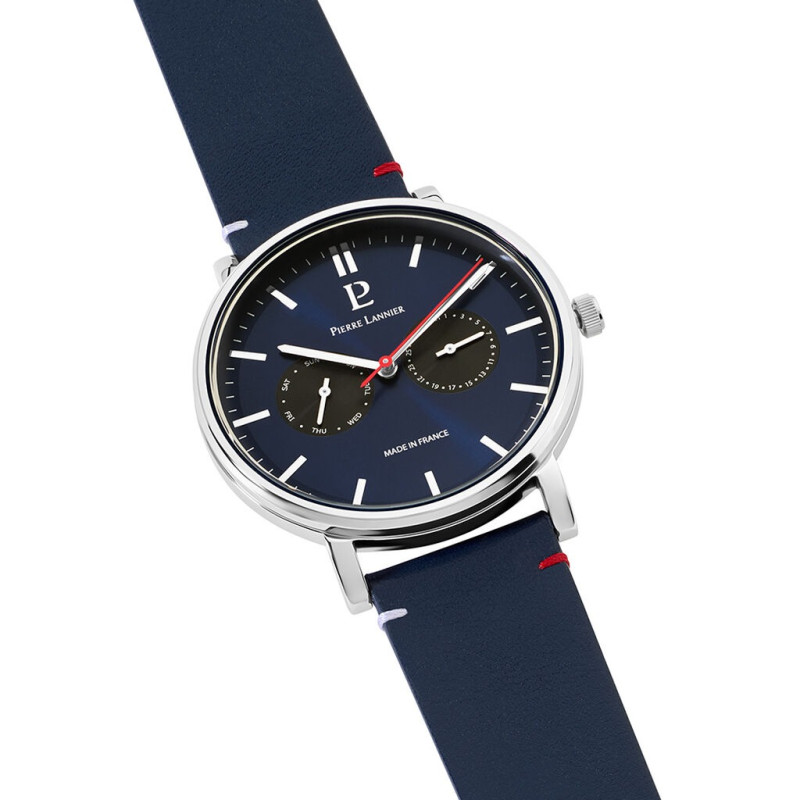 Montre Analogique PIERRE LANNIER Collection Essential bracelet Cuir Bleu