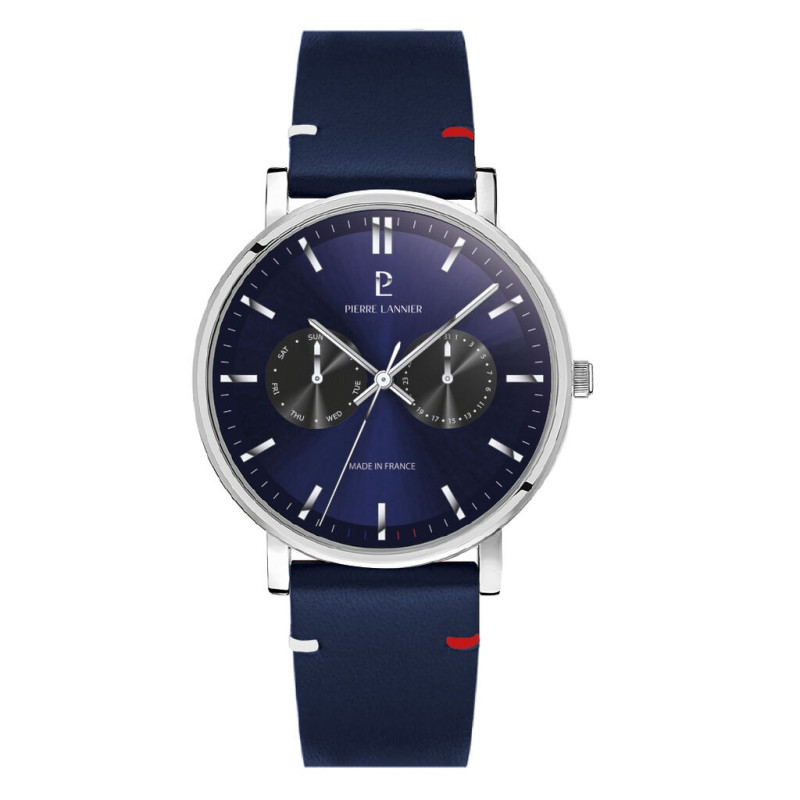 Montre Analogique PIERRE LANNIER Collection Essential bracelet Cuir Bleu