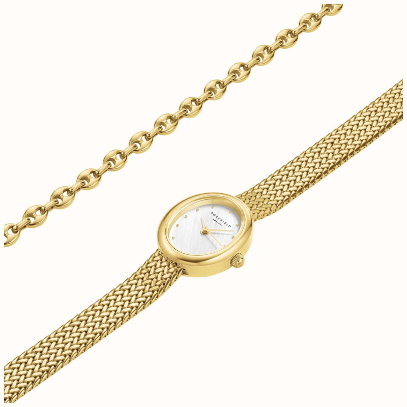 Montre Analogique Rosefield Collection Oval bracelet acier doré