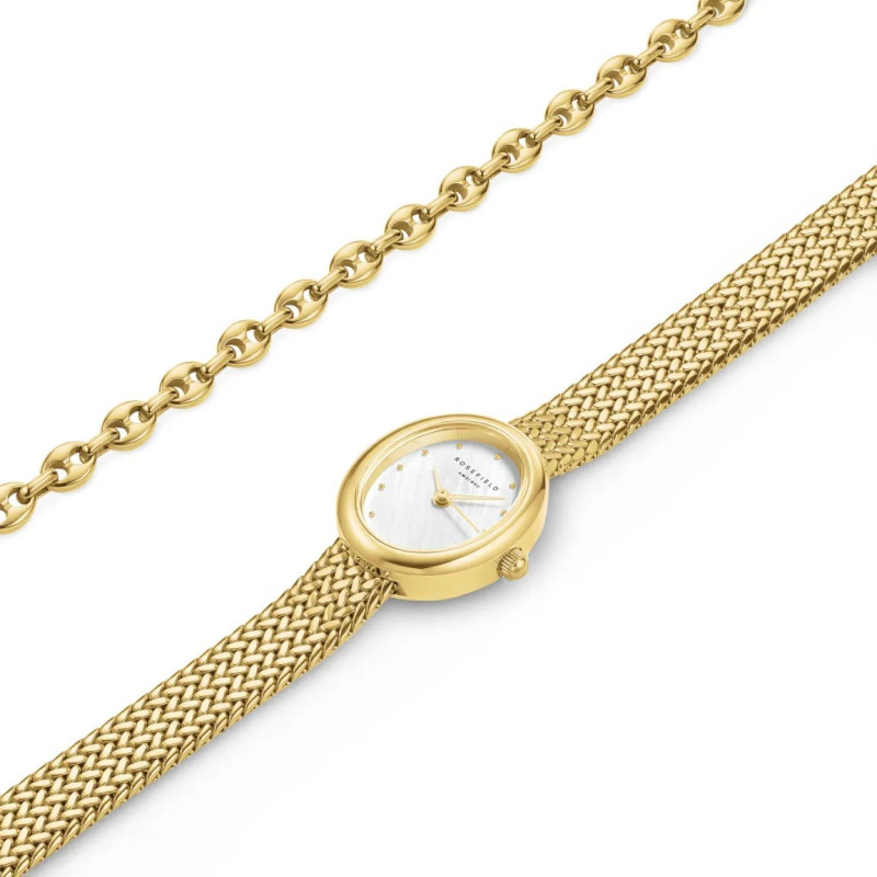 Montre Analogique Rosefield Collection Oval bracelet acier doré