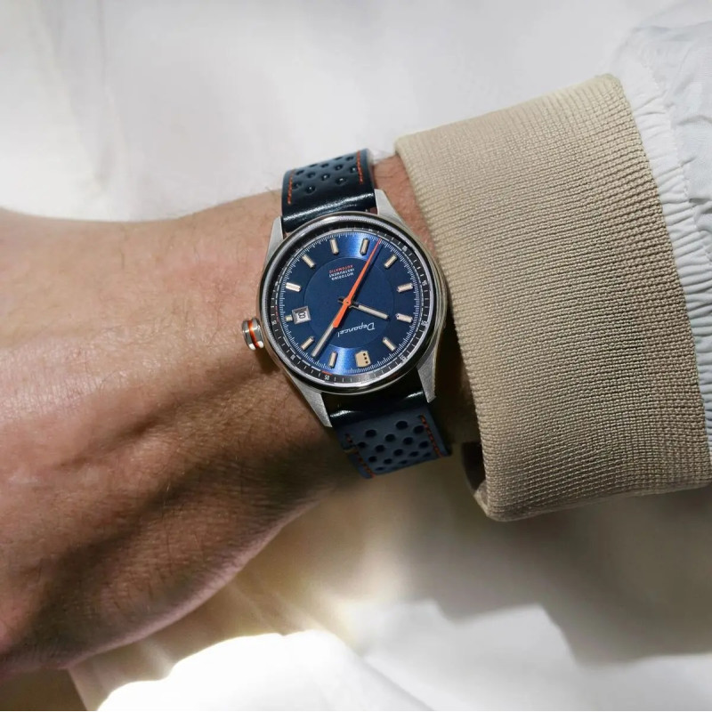 Montre Automatique DEPANCEL Collection autosport date bracelet cuir bleu