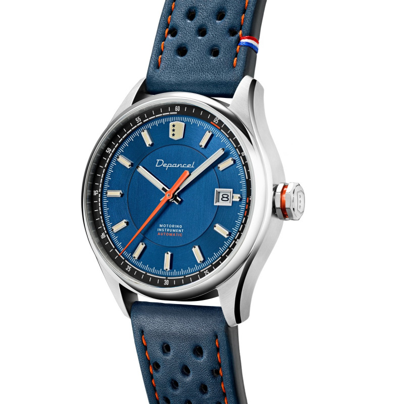 Montre Automatique DEPANCEL Collection autosport date bracelet cuir bleu