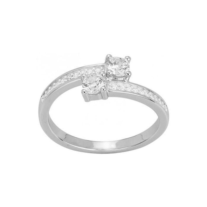 Packshot de la Bague Toi et Moi Phebus Argent oxydes de zirconium argent blanc