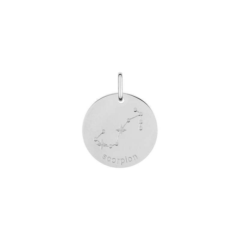 Médaille ronde du zodiaque Scorpion en argent rhodié Robbez Masson
