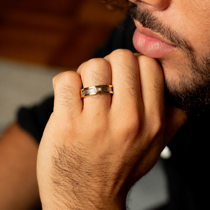 Bague Phébus Fabrice Acier Doré