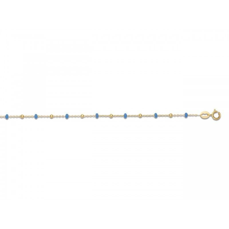 Bracelet boules bleues Caplain Saint André doré en or jaune 18 carats, packshot sur fond neutre