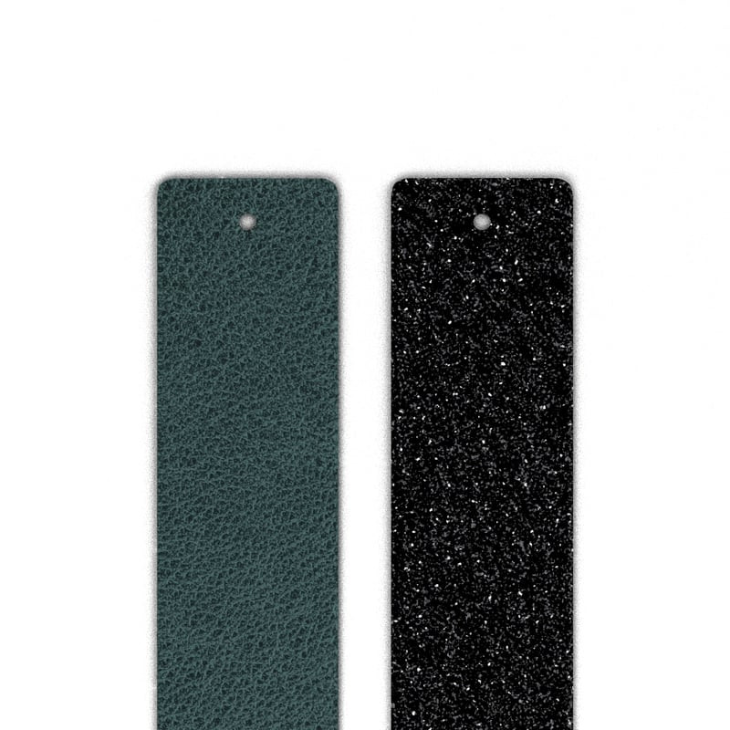 Inserts en cuir réversibles Les Georgettes 25 mm : cuir grainé bleu pétrole et bande de cuir noir gl