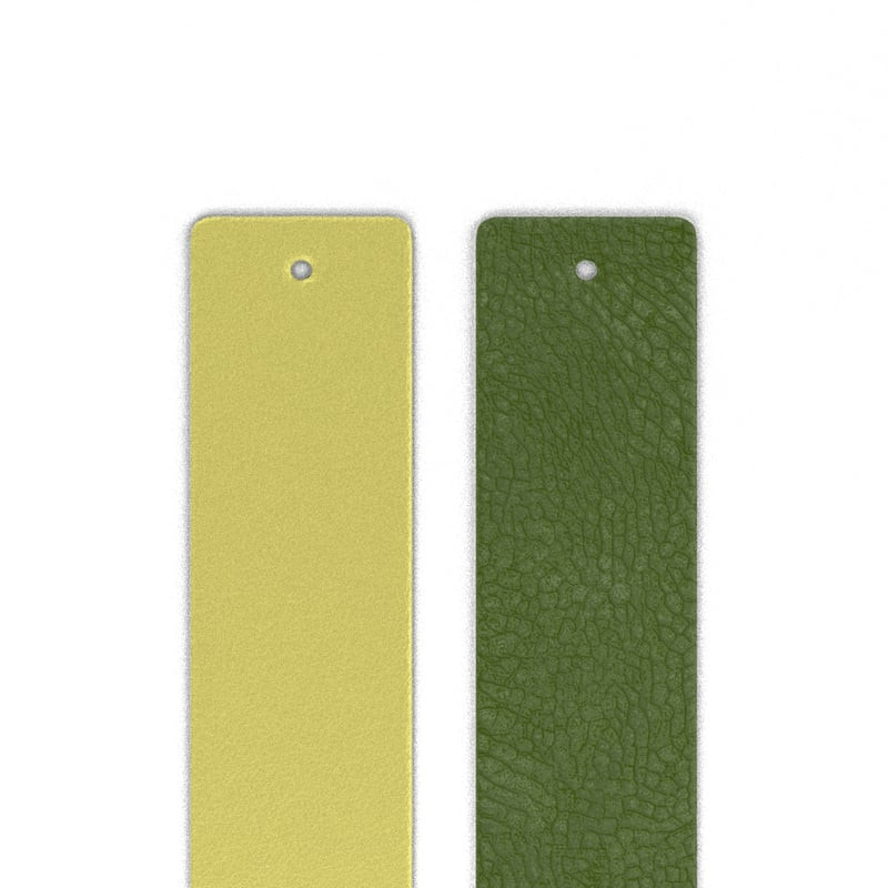 Insert réversible Les Georgettes pour bracelet manchette 25 mm en cuir vert anis irisé et avocat tex