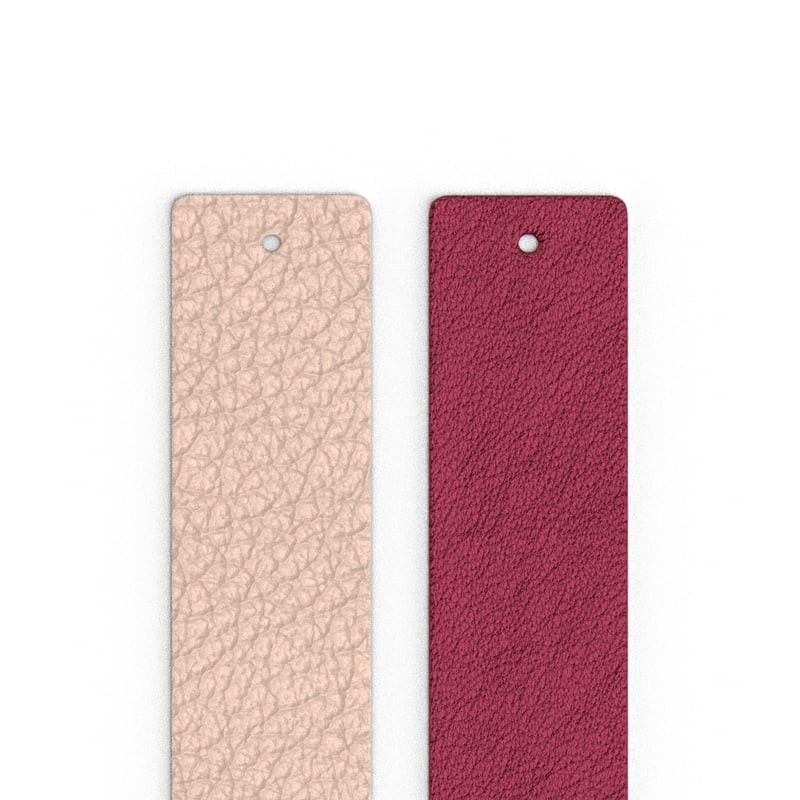 Insert en cuir réversible 25 mm pour manchette Les Georgettes, Dragée rose pâle et Grenade bordeaux