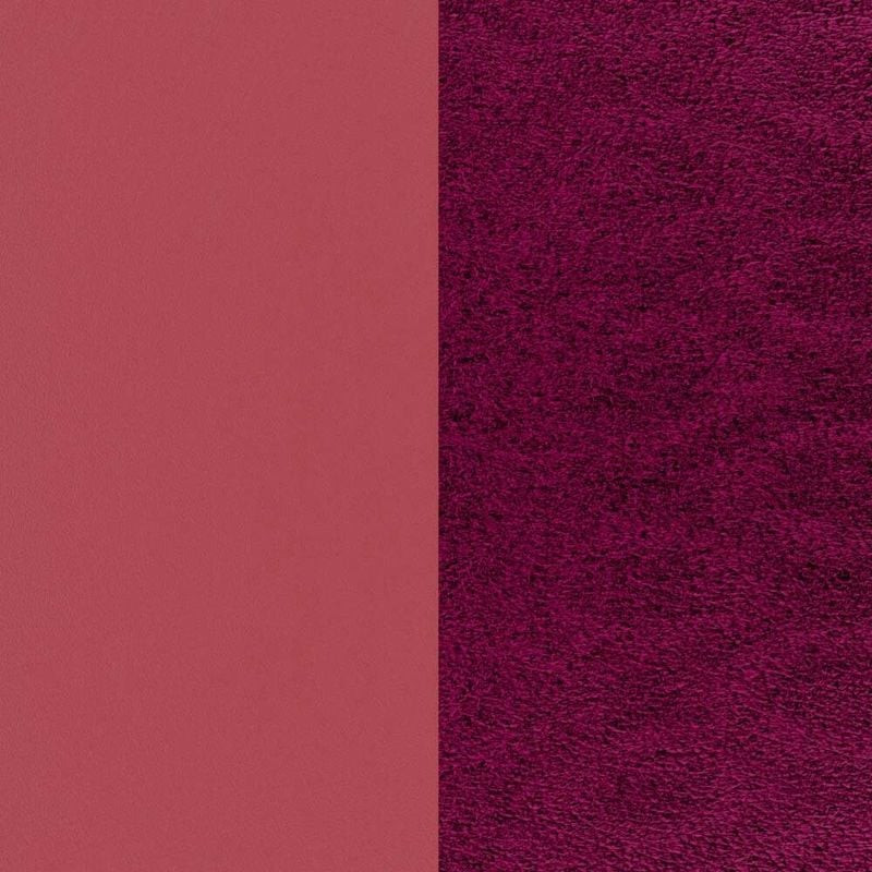 Détail rapproché de l'insert cuir réversible 14 mm Les Georgettes : rose Amaryllis lisse et face fuc