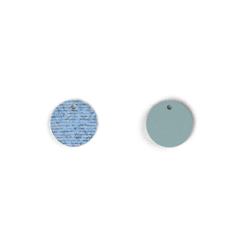 Insert rond en cuir réversible pour collier Les Georgettes, denim irisé et céleste, 20 mm