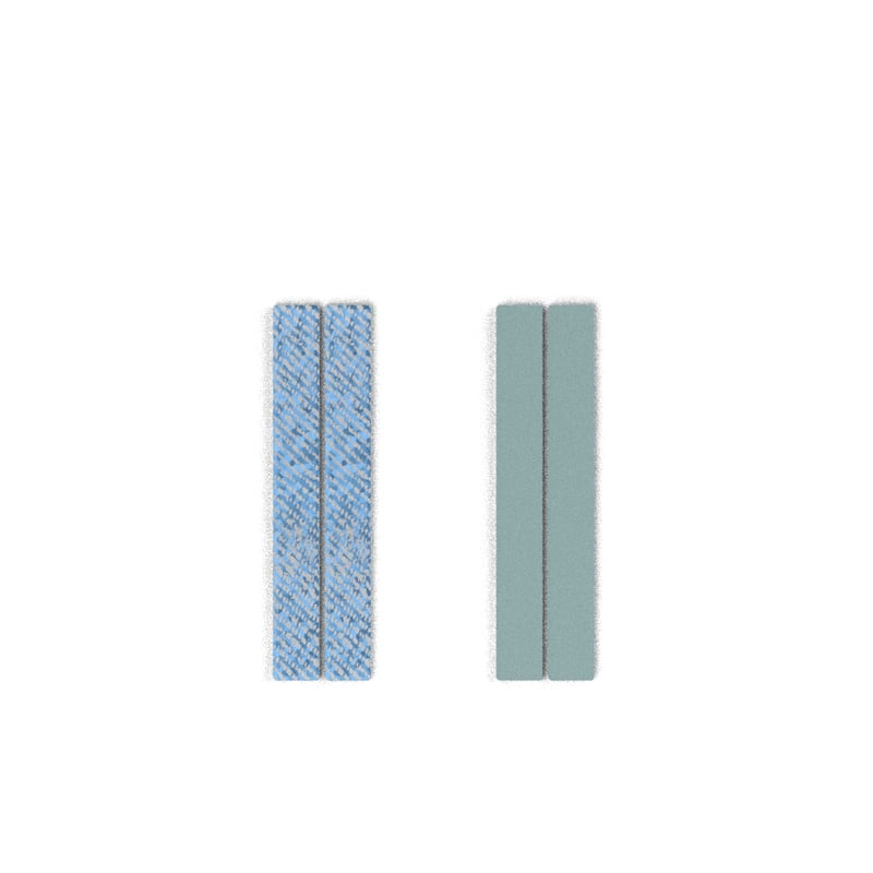 Insert pour boucles d'oreilles Les Georgettes 8 mm réversible en cuir denim irisé et bleu céleste, p