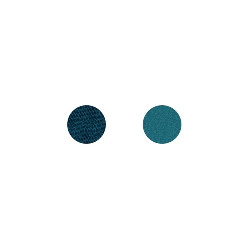 Insert rond réversible en simili cuir Les Georgettes pour bague, motif écailles bleues sur une face,