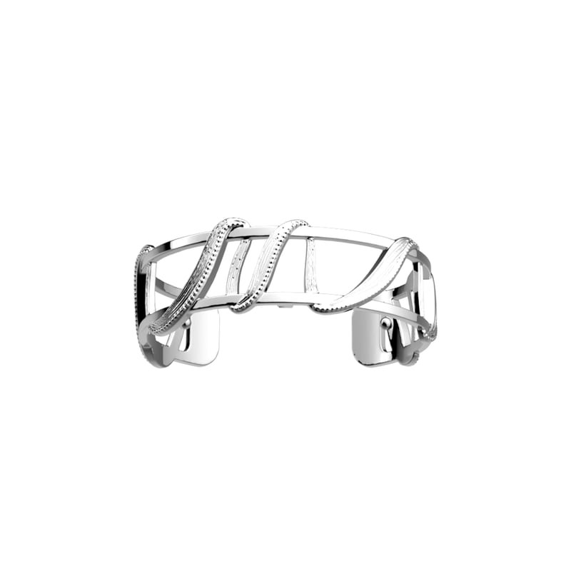 Bracelet manchette Drapé argenté Les Georgettes, 14 mm, sur fond blanc