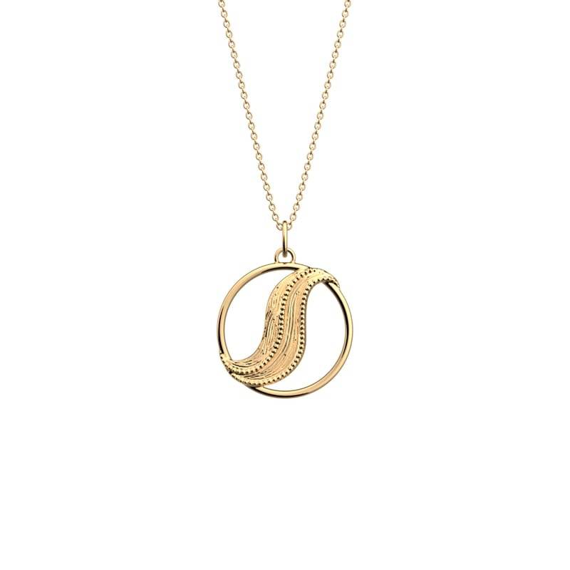 Collier LES GEORGETTES doré Drapé D25MM avec pendentif ajouré drapé sur une chaîne fine, vue packsho