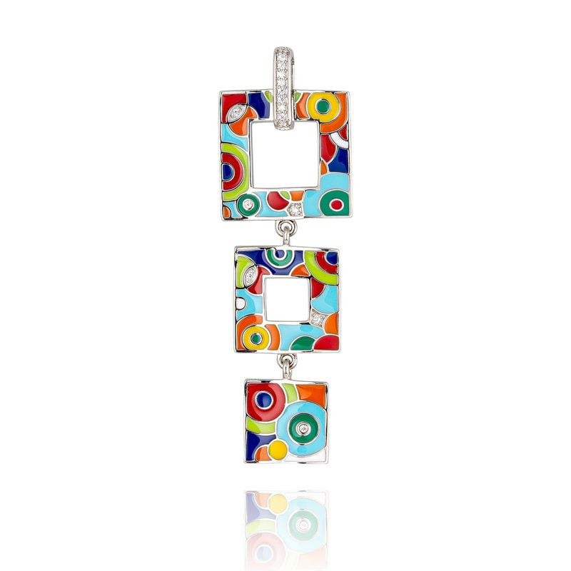 Pendentif collier Una Storia Bahia en argent massif avec carrés laqués colorés et oxyde de zirconium