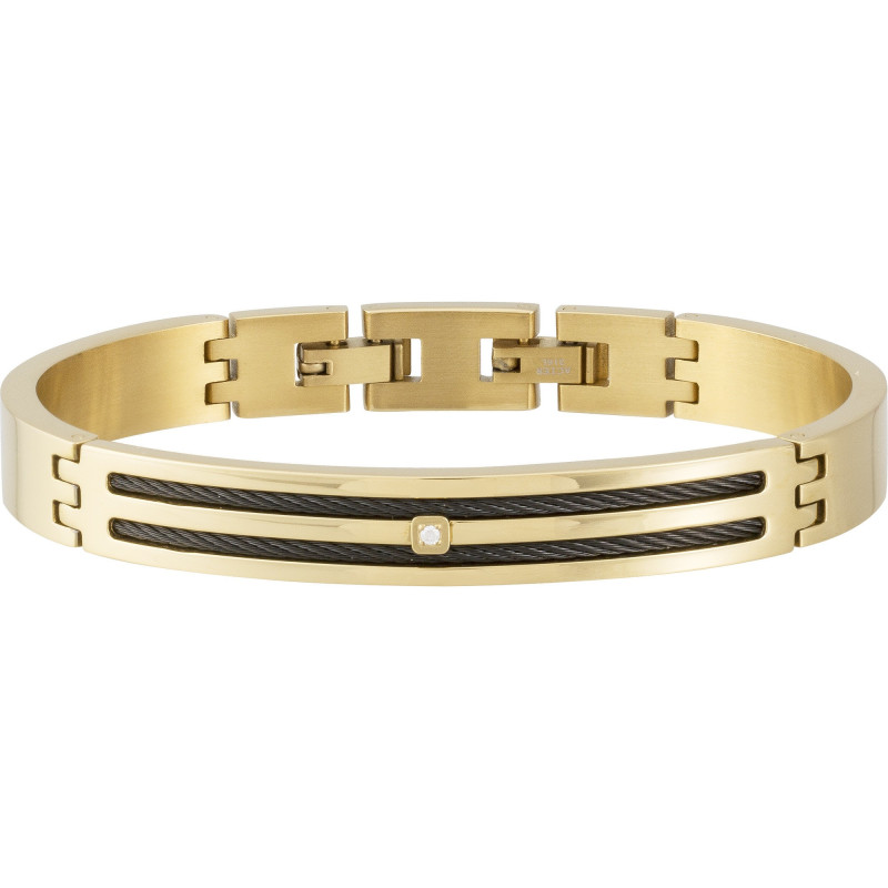 Bracelet double rangs PHEBUS Édouard acier doré diamant