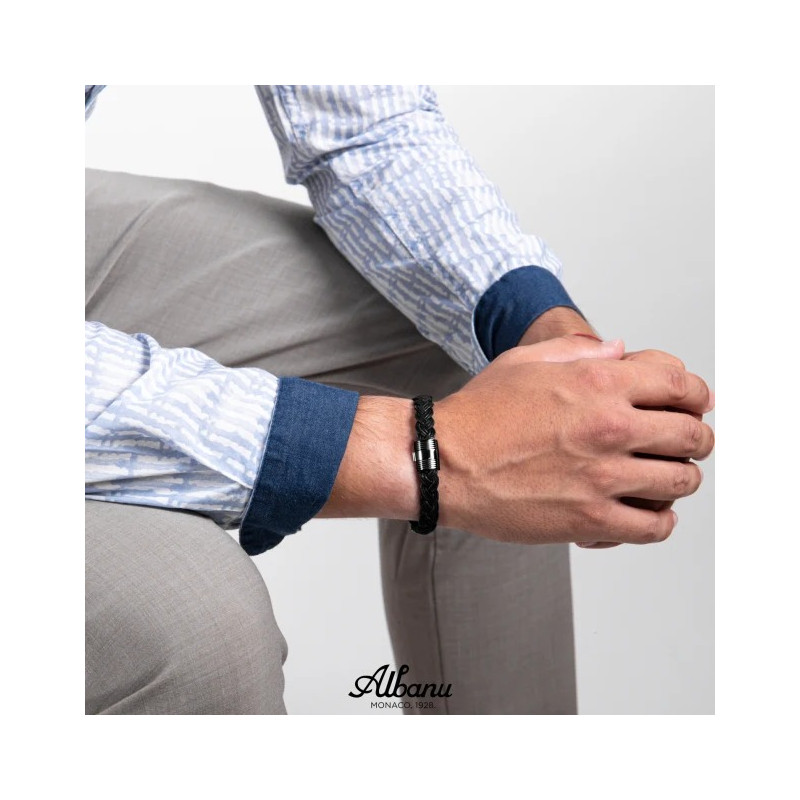 Bracelet tressé ALBANU Corium cuir de pomme gris