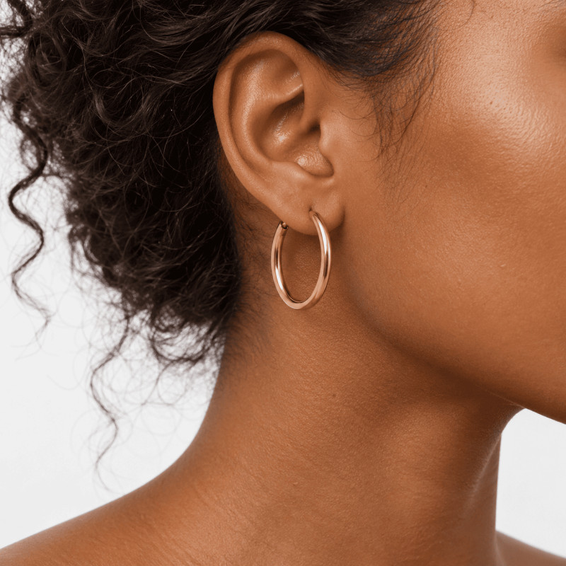 Boucles d'oreilles Créoles Amporelle en acier doré