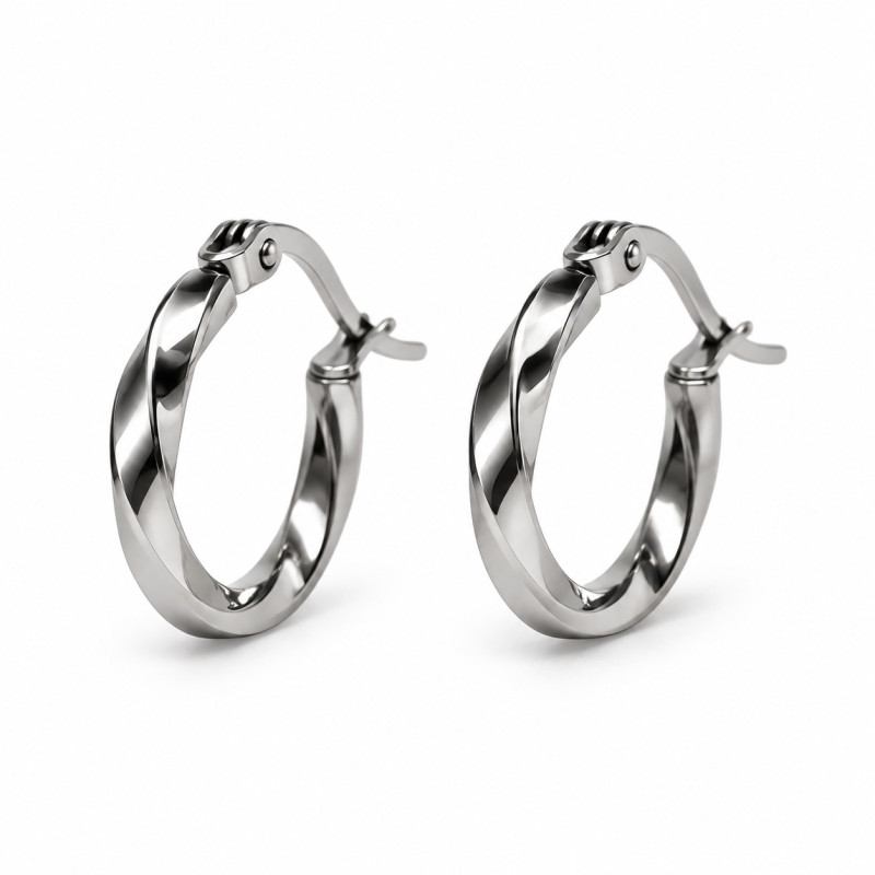 Boucles d'oreilles Créoles torsadées Amporelle en acier