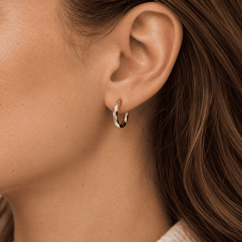 Boucles d'oreilles Créoles torsadées Amporelle en acier