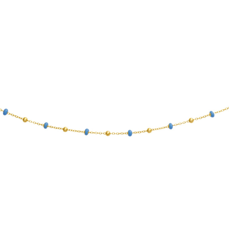 Collier Boules Bleues En Doré