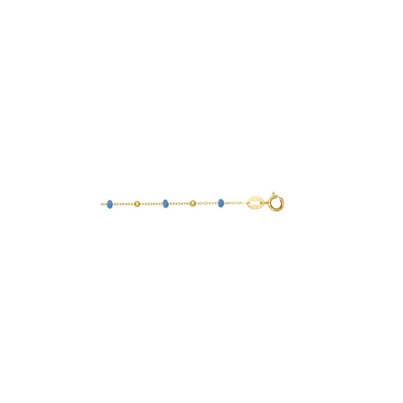 Collier Boules Bleues En Doré