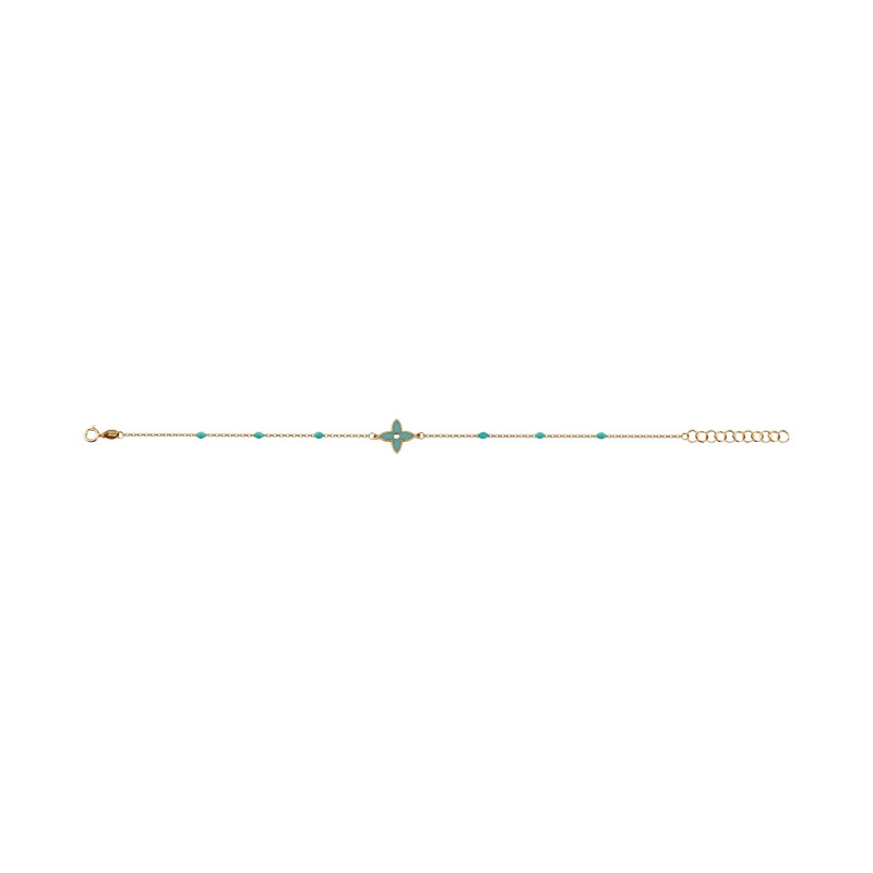 Bracelet chaîne Caplain Saint André or jaune émail turquoise