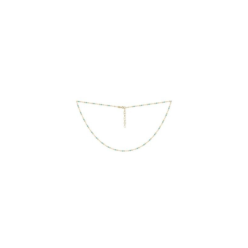 Collier Caplain Saint André Boules Émail Turquoise Doré Jaune