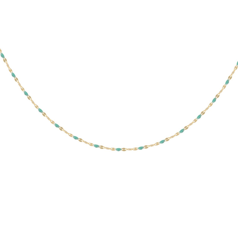 Collier Caplain Saint André Boules Émail Turquoise Doré Jaune
