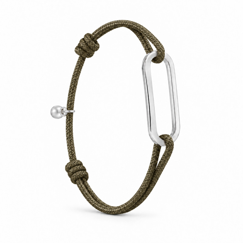 Bracelet anneau Figaro By Olivier Lafond argenté kaki