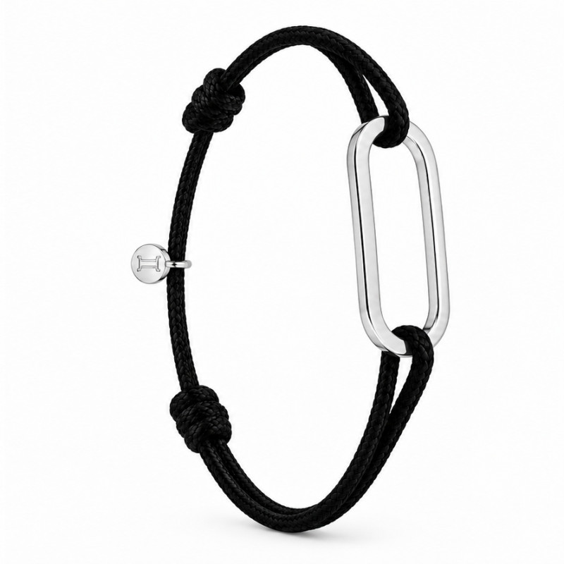 Bracelet anneau Figaro BY OLIVIER LAFOND argenté noir