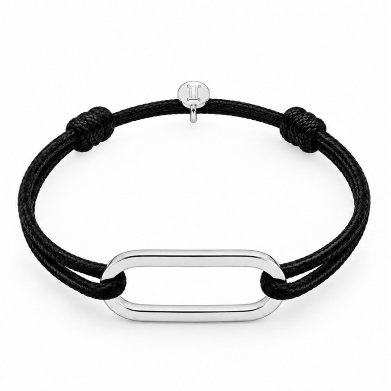 Bracelet anneau Figaro BY OLIVIER LAFOND argenté noir