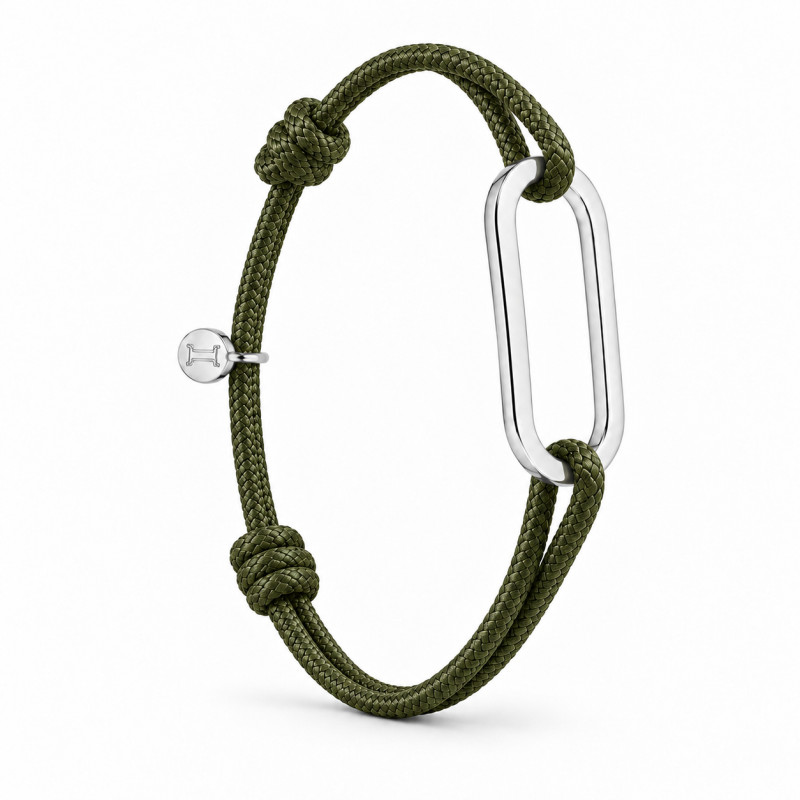 Bracelet Figaro Small BY OLIVIER LAFOND argenté kaki