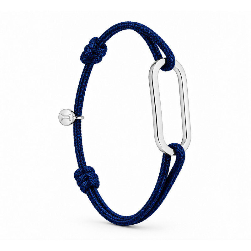 Bracelet Figaro Small BY OLIVIER LAFOND argenté cordon marine