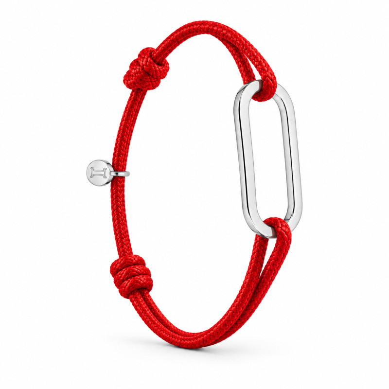 Bracelet Figaro Small BY OLIVIER LAFOND argenté cordon rouge enfant
