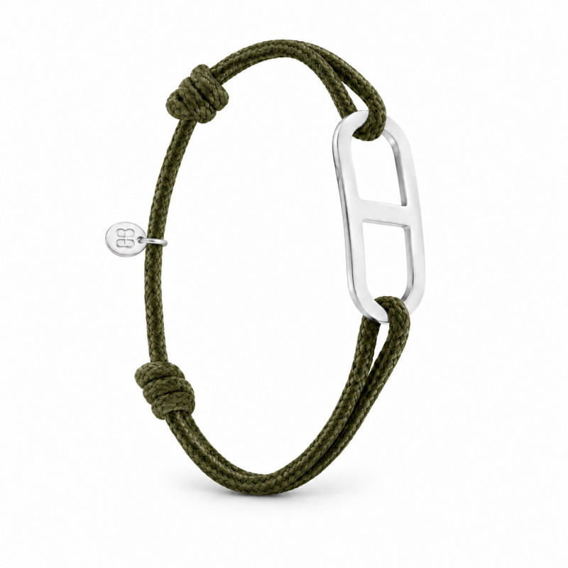 Bracelet cordon Gaby By Olivier Lafond argenté kaki