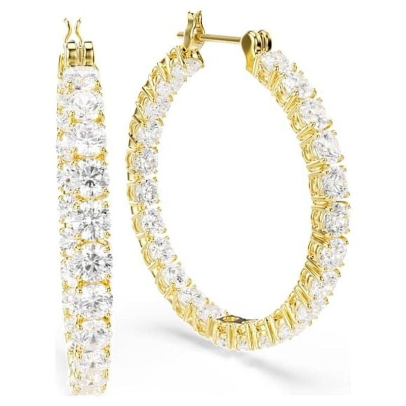 Packshot des Boucles d'Oreilles Créoles Swarovski Matrix Cristaux Blancs Doré