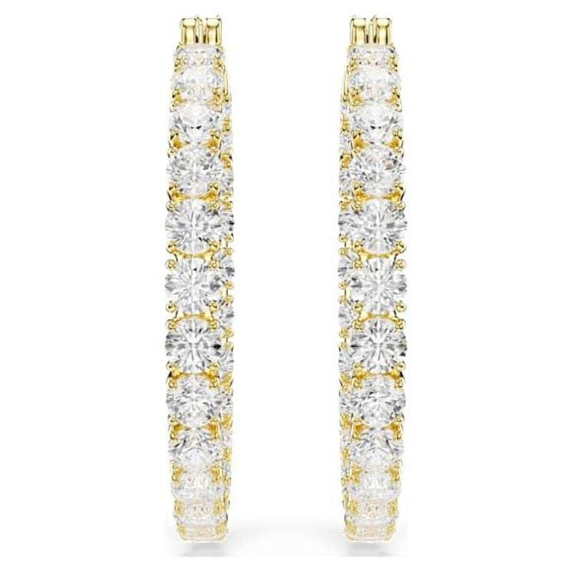 Packshot des Boucles d'Oreilles Créoles Swarovski Matrix Cristaux Blancs Doré