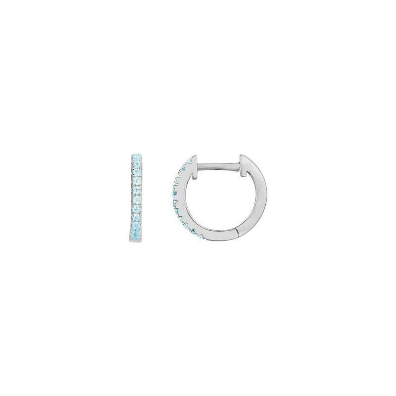 Boucles d'oreilles créoles PHEBUS en argent 925 blanc, pavées d'oxydes de zirconium bleu topaze, vue