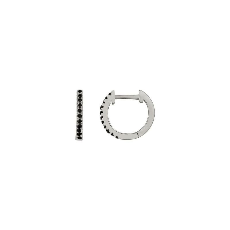 Paire de boucles d'oreilles créoles PHEBUS en argent 925 serties de 22 oxydes de zirconium noirs, vu