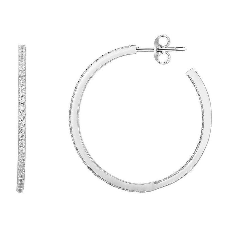 Détail des Boucles d'Oreilles Créoles Phebus Oxydes de Zirconium Blancs Argent 925/1000